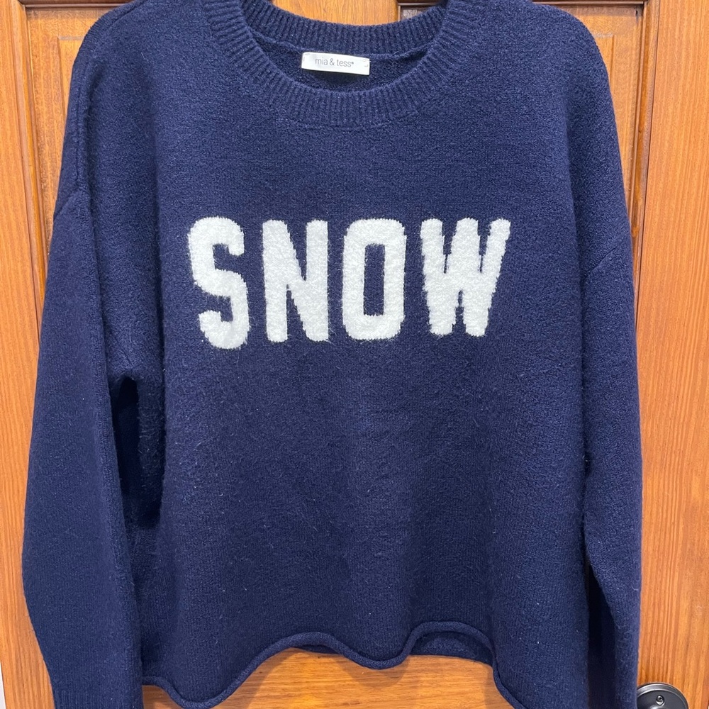 Cozy Navy Blue 'SNOW' Sweater